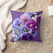 パープルパンシースクエアフローラ枕 クッション (ブランケット)