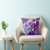 パープルパンシースクエアフローラ枕 クッション (椅子)