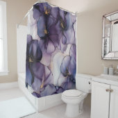 パープルパンシーズバイオリーブウォーター色フローラ シャワーカーテン (インサイチュ)