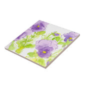 パープルパンシーズパステルウォーターカラーフラワーズ タイル (側面)