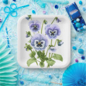 パープルパンシーズボタニカルアート紙プレート ペーパープレート (パーティー)