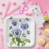 パープルパンシーズボタニカルアート紙プレート ペーパープレート (パーティー)