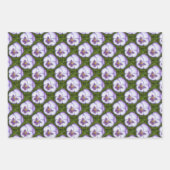 パープルパンシーズボタニカルフローラアート ラッピングペーパーシート (正面3)