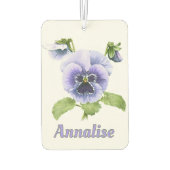 パープルパンシーズ植物学パーソナライズされた術 カーエアーフレッシュナー (裏面)