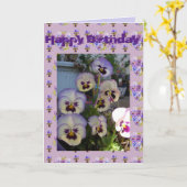 パープルパンシーパンジー花フローラフォトアートカード カード (黄色い花)