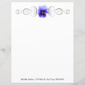 パープルパンシーパーソナライズされた紙シート (正面)