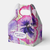 パープルパンシーピンクの花フローラ水彩 フェイバーボックス (正面サイド)
