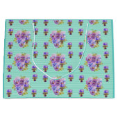 パープルパンシーフラワーズフローラアクアストライプ抱き枕 ラージペーパーバッグ (正面)