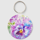 パープルパンシーフラワーフローラ女性名Love You キーホルダー (裏面)