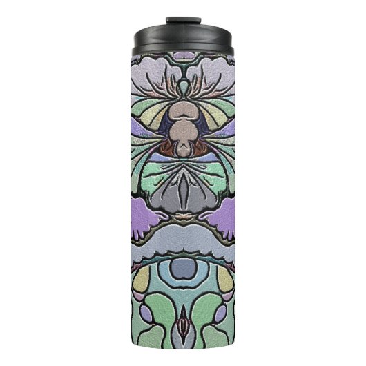 パープルパンシーフラワーヴィンテージモザイクエレガント タンブラー (正面)