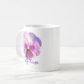 パープルパンシーフラワー名前をカスタムする コーヒーマグカップ (正面左)