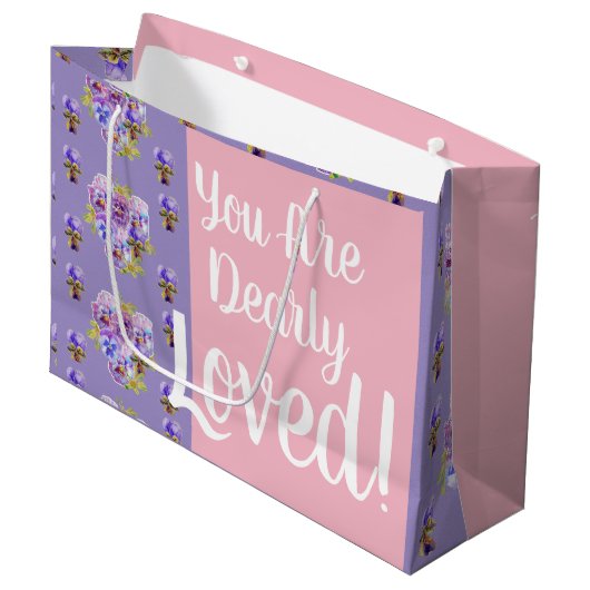 パープルパンシーフローラあなたが愛される抱き枕 ラージペーパーバッグ (正面アングル)