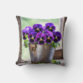 パープルパンシーブーケ クッション (正面)