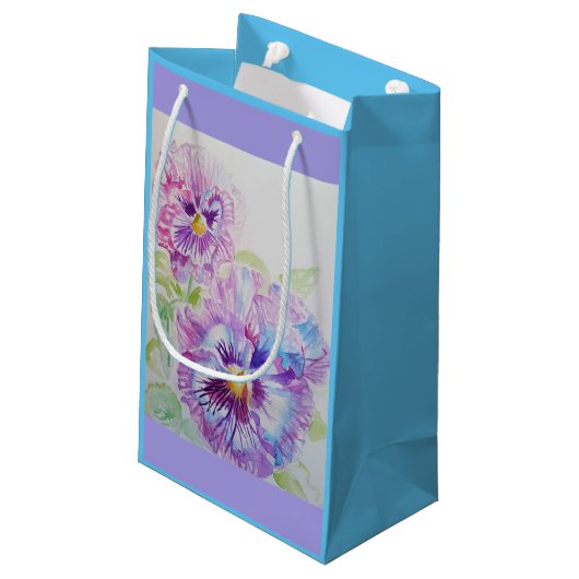 パープルパンシー薄紫ウォーターカラーフローラ抱き枕 スモールペーパーバッグ (裏面アングル)