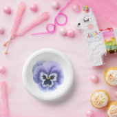 パープルパンシー顔ボタニカルアート紙プレート ペーパーボウル (パーティー)