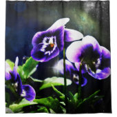 パープルパンジーとスターズシャワーカーテン シャワーカーテン (正面)