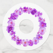 パープルパンジーの水彩画結婚の花イベント ワイングラスタグ (正面)