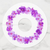 パープルパンジーの水彩画結婚の花イベント ワイングラスタグ (裏面)