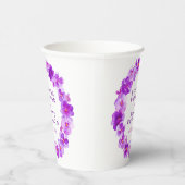 パープルパンジーの花リース水彩画結婚像 紙コップ (右)