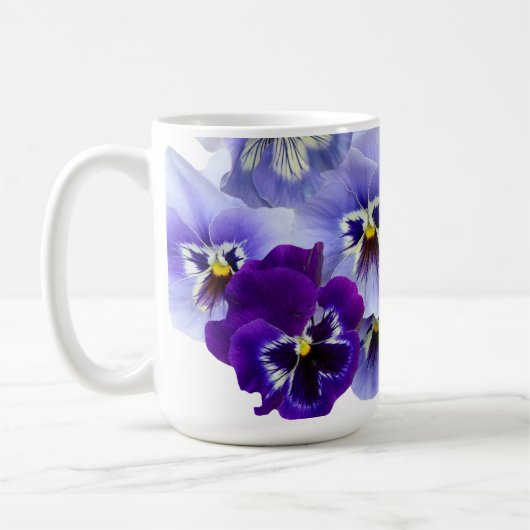 パープルパンジーの花 コーヒーマグカップ (左)