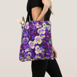 パープルパンジーの花 トートバッグ