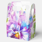パープルパンジーウェディングケーキお土産ボックス花 フェイバーボックス (オープン)