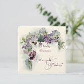 パープルパンジースクエア結婚式招待状 招待状 (スタンド正面)