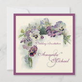 パープルパンジースクエア結婚式招待状 招待状 (正面)
