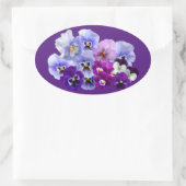 パープルパンジーステッカー封筒用シール 楕円形シール (バッグ)