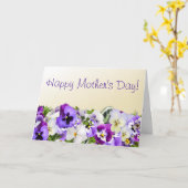 パープルパンジーズマザーズデイカード カード (黄色い花)