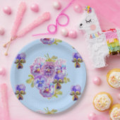 パープルパンジードットフラワーズパターン紙パーティープレート ペーパープレート (パーティー)