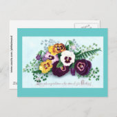 パープルパンジービクトリアン誕生日 ポストカード (正面/裏面)