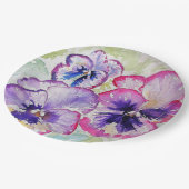 パープルパンジーフラワーパターン紙パーティープレート ペーパープレート (アングル)