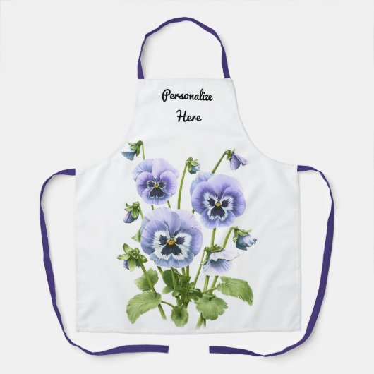 パープルパンジーフローラパーソナライズされた植物学 エプロン (正面)