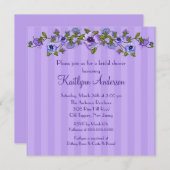 パープルパンジーフローラブライダルシャワー招待 招待状 (正面/裏面)