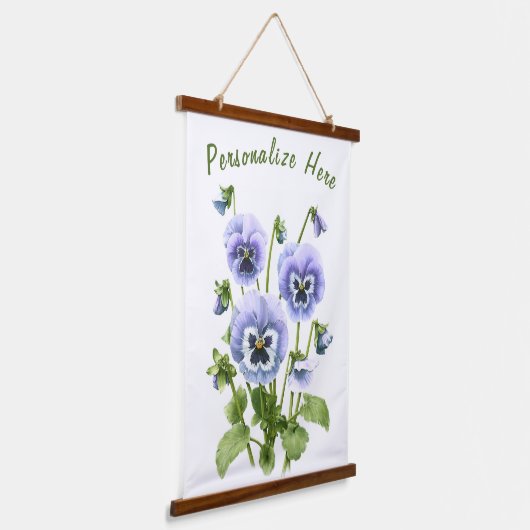 パープルパンジーフローラ植物学パーソナライズされた術 吊り下げ型タペストリー (傾斜あり)