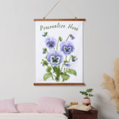 パープルパンジーフローラ植物学パーソナライズされた術 吊り下げ型タペストリー (寝室)