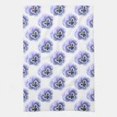 パープルパンジーフローラ植物芸術 キッチンタオル (縦)