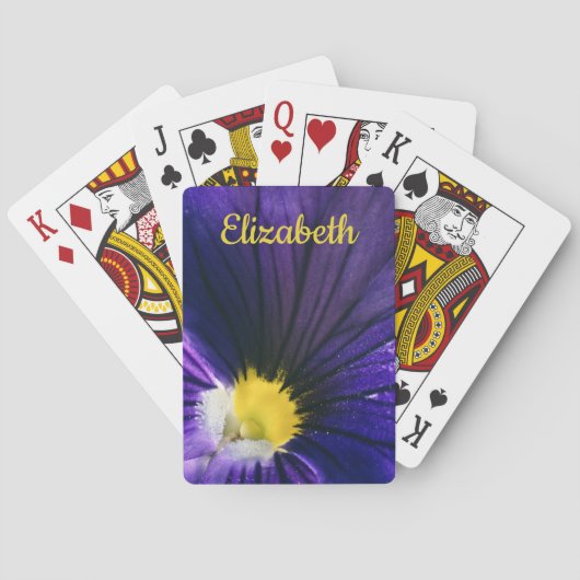 パープルパンジーマクロ写真エレガントフローラ トランプ (裏面)