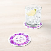 パープルパンジーリース花コースター ラウンドペーパーコースター (インサイチュ)