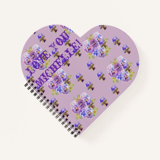 パープルパンジー愛するフローラ名可愛いノート ノートブック (正面)