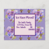 パープルパンジー新しい住所はがき、私たちは移動している ポストカード (正面)