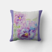 パープルパンジー水彩花フローラクッション クッション (裏面)