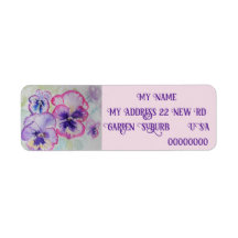 パープルパンジー水彩花フローラ