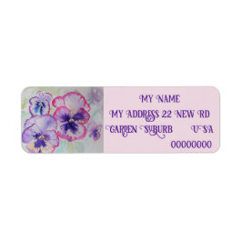 パープルパンジー水彩花フローラ ラベル