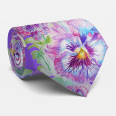 パープルパンジー水絵画色のメンズネックタイ ネクタイ (ロール)