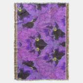 パープルパンジー絵画、抽象芸術、フローラアート スローブランケット (正面縦)