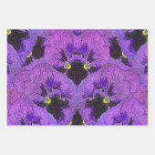 パープルパンジー絵画、抽象芸術、フローラアート ラッピングペーパーシート (正面)