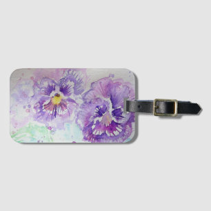 パープルパンジー花の花水彩ラゲッジタグ ラゲッジタグ