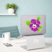 パープルパンジー花サンダーコーブ シール (デスク上のノートパソコン)